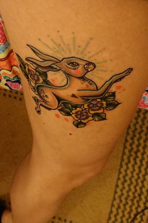Running hare by Holly at Painted Ladies