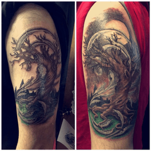 12 hours of work, left was 8 hours, 4 hour touchup on the right. #family #familytree #quartersleeve 