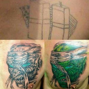 Cover up of the "twin towers" (top photo) with a mummy unfinished