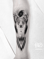 By RO. Robert Pavez • Sweet Welsh Corgi • Done in studio ZOI TATTOO • Stockholm 🇸🇪 2018 #engraving #dotwork #etching #dot #linework #geometric #ro #blackwork #blackworktattoo #blackandgrey #black #tattoo #fineline