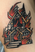 Cutomize burning church tattoo