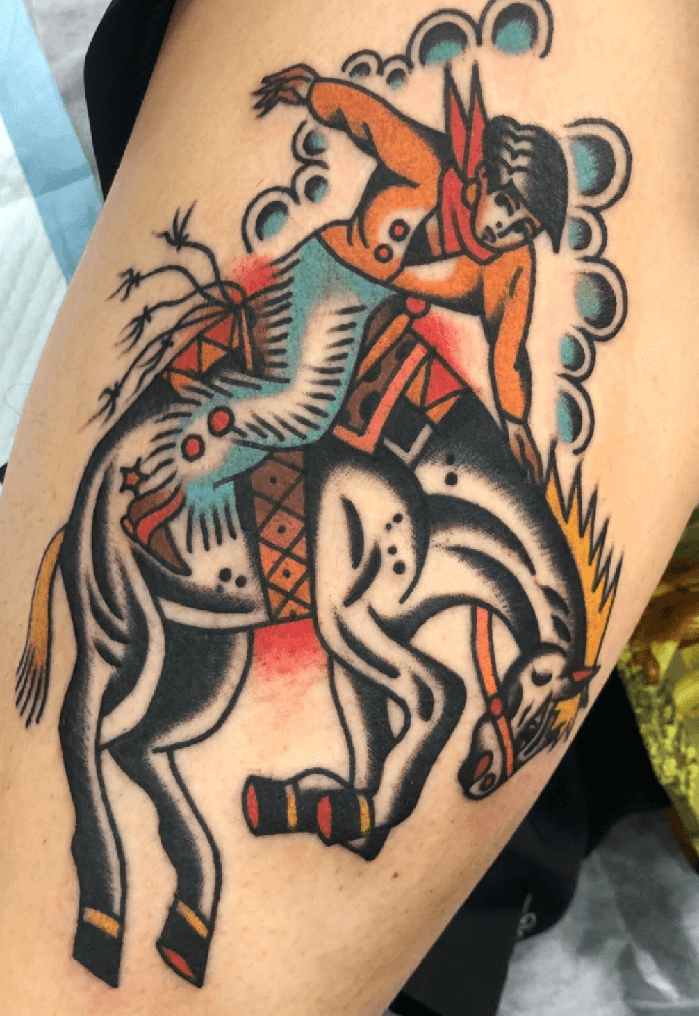Old school bucking horse with cowboy  Cowboy tattoos Vintage tattoo  sleeve American classic tattoo