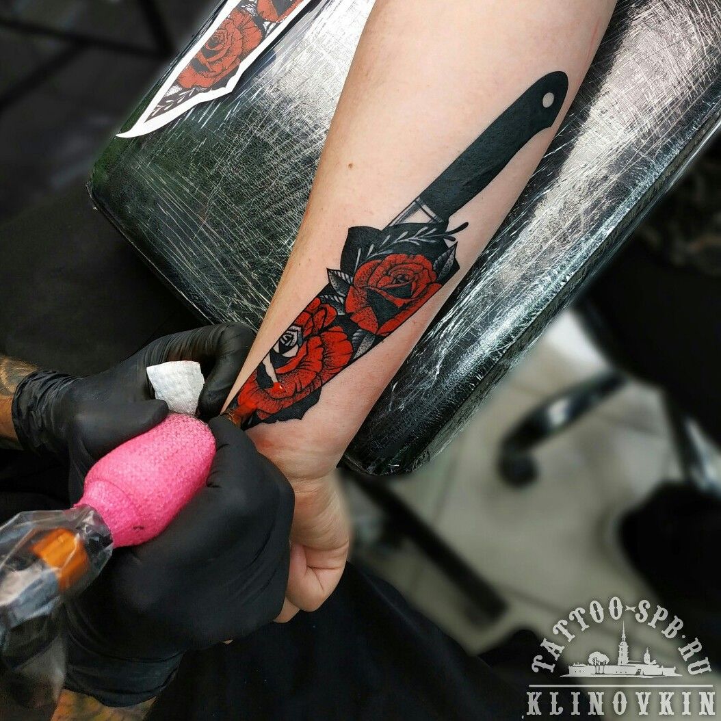 Tattoo uploaded by Aleksandr Klinovkin  Kitchen knife Cover up  Tattoodo