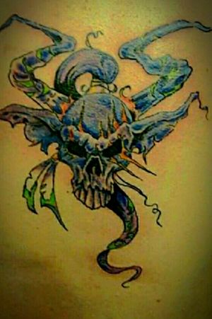 Large wicked skull with color covering whole back