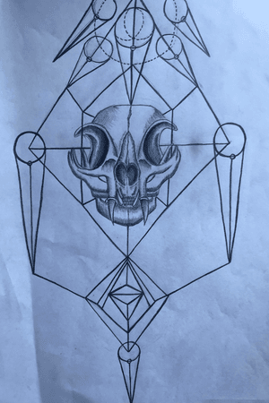 #catskull #geometrictattoo #geometricdesign #catskulldesign                                                                  Future tattoo artist creating new designs to be tattooed. Ask me on my instagram page @wlalien. Just DM me :)