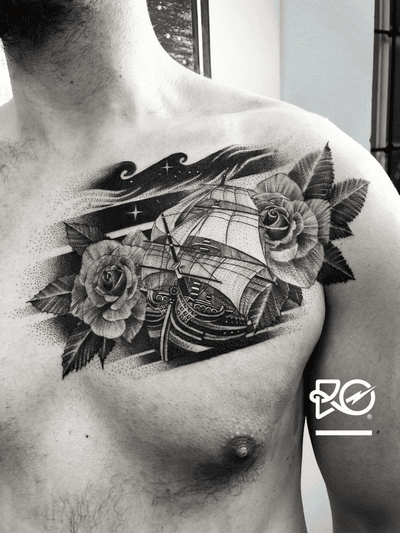 By RO. Robert Pavez • Sea of roses • Done in studio ZOI TATTOO • Stockholm 🇸🇪 2018 #engraving #dotwork #etching #dot #linework #geometric #ro #blackwork #blackworktattoo #blackandgrey #black #tattoo #fineline