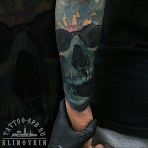 Cover up tattoo in processSkull