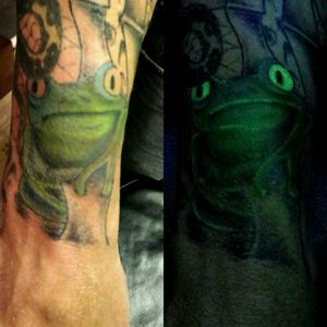 Frog cover up with UV added for black light glow effect 