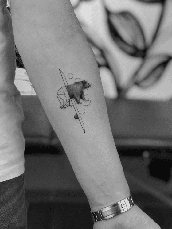Polar bear tattoo on the wrist