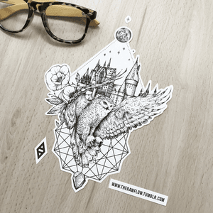 Harry Potter! Get the full collection with 68 HP related designs for the price of one big design. www.rawaf.shop/tattoo/collections #dotwork #owl #harrypotter #hogwarts #blackwork #geometric #flower #flowers #animal 