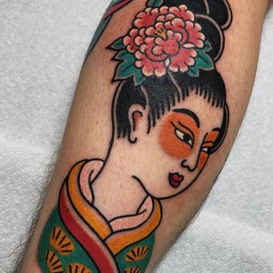 Tattoo by Boshka Grygoriew Alvy #boshkagrygoriewalvy #besttattoos #best #favorite #ladyhead #peony #flower #geisha #portrait