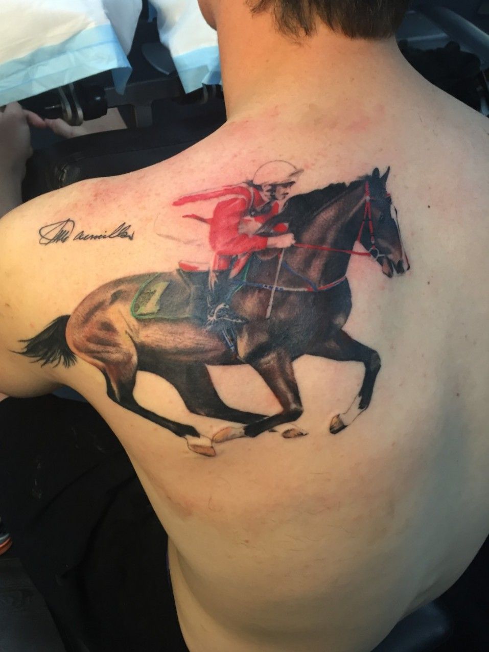 Horse  Jockey Made of Puzzle Pieces by Rachel  East River Tattoo in  Brooklyn  Tattoos Horse tattoo Rope tattoo
