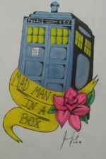 Dr who themed tattoo I drew for my friend shrek he's been begging me for a TARDIS tattoo forever. Lol