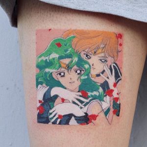 Tattoo by Log Tattoo #LogTattoo #kawaiitattoos #kawaiitattoo #kawaii #cute #SailorMoon #cartoon #anime #manga #illustrative #SailorNeptune #SailorUranus #love