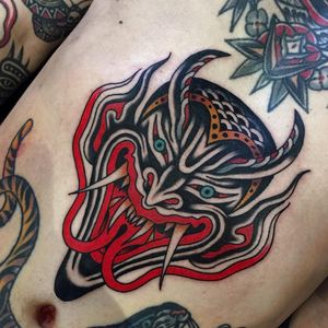 Tattoo by Luke Jinks #LukeJinks #besttattoos #best #favorite #color #traditional #devil #demon