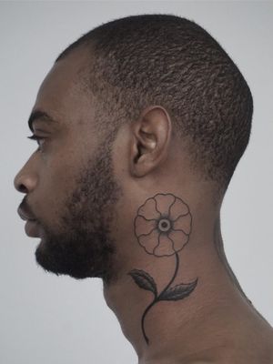Tattoo by Nico Jacoby aka Nicobone #NicoJacoby #Nicobone #blackwork #linework #surreal #strange #graphicart #abstract #flower #floral #necktattoo