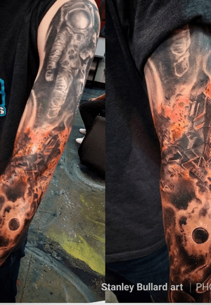 Added an exploding space station to the sleeve. #space #explosion 