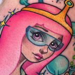 Tattoo by Jess White #JessWhite #PrincessBubblegum #kawaiitattoos #kawaiitattoo #kawaii #cute #adventuretime #cartoonnetwork #cartoon #newschool #princess #lady #ladyhead #sparkle #Color