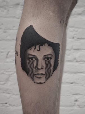 Tattoo by Nico Jacoby aka Nicobone #NicoJacoby #Nicobone #blackwork #linework #surreal #strange #graphicart #abstract #portrait #MichaelJackson #music