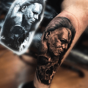 Michael Myers skull  Horror tattoo Black and Grey 