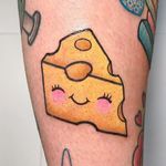 Tattoo by Meri #Meri #tattoosbymeri #kawaiitattoos #kawaiitattoo #kawaii #cute #color #cheese #food #foodtattoo