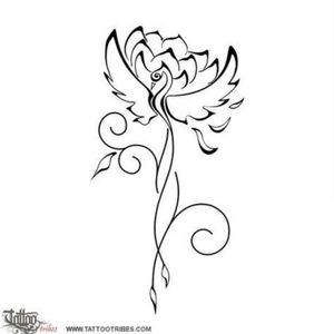 Phoenix that flows into a lotus. Two favourite symbols for rising up out of the ash and mud. 