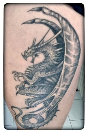 Dragon tattoo. Comment your opinion!! 🤗✌️🙌 #dragon #dragontattoo #tattoodragon #winged #western #beast #blackAndWhite #blackandgreytattoo 