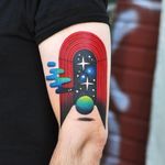 Tattoo by David Cote #DavidCote #portaltattoos #portaltattoo #portal #space #spacetravel #door #magic #planet #galaxy #stars #surreal #color