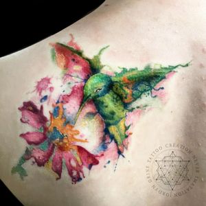 Water color hummingbird.  #watercolortattoo #watercolortattoos #watercolor #hummingbirdtattoo #hummingbirds #colorful #tattoosforwomen #tattoosforgirls 