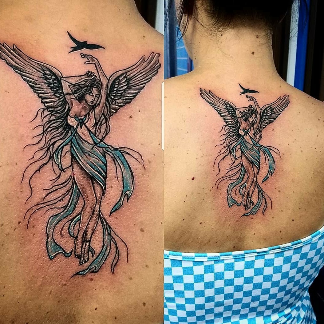 Free dancing angel tattoo Vector File | FreeImages