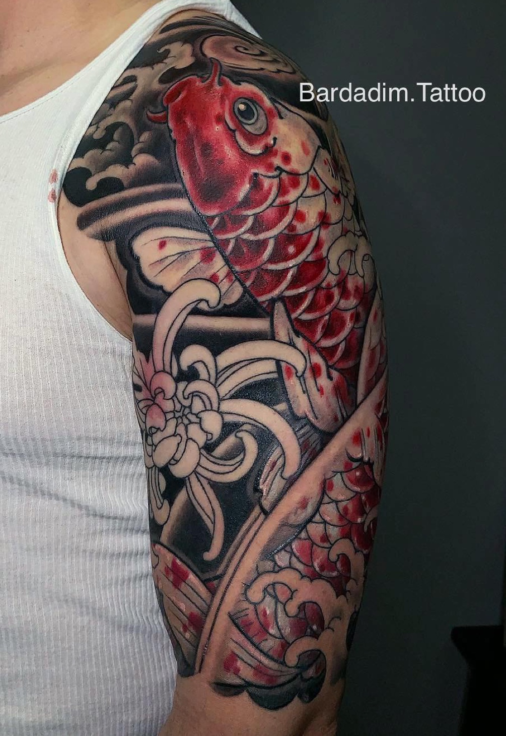 Tattoo uploaded by George Bardadim • Red and blue Koi half sleeve in progress. #japanesetattoo #red #koi #halfsleeve #irezumi • Tattoodo Tattoo uploaded by George Bardadim • Red and blue Koi half sleeve in progress. #japanesetattoo #red #koi #halfsleeve #irezumi • Tattoodo