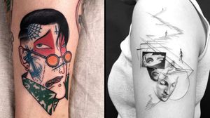 Tattoo on the left by Zagak and tattoo on the right by #Jeon #Zagak #portraittattoos #portraittattoo #portrait #face