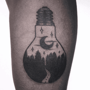 From my flash 🌙 #moon #lightbulb #dotwork #blackwork #black #forest #night #arm #flash #flashtattoo #art #artist #tattooartist #swisstattoo 