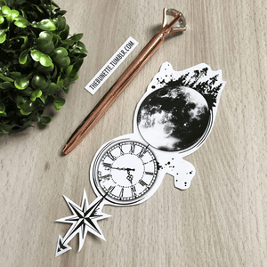 Deep black Moon with antique clockface. More designs: www.skinque.com or follow me on Instagram for new designs! @thebunettedesigns #blackwork #black #blackandgrey #moon #clock #tree #nature #forest #abstract 