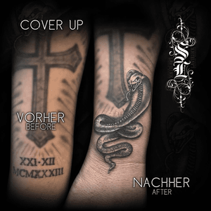 Cover up #coverup #coveruptattoo #snake #blackandgrey 