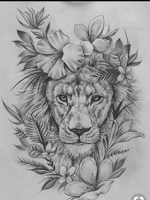 King of the jungle lion floral tattoo sketch #lion #liontattoo #lionking #kingofthejungle #jungle #realism #realistic #lionhead #lioness #leafs #leaftattoo #sketch #sketches 