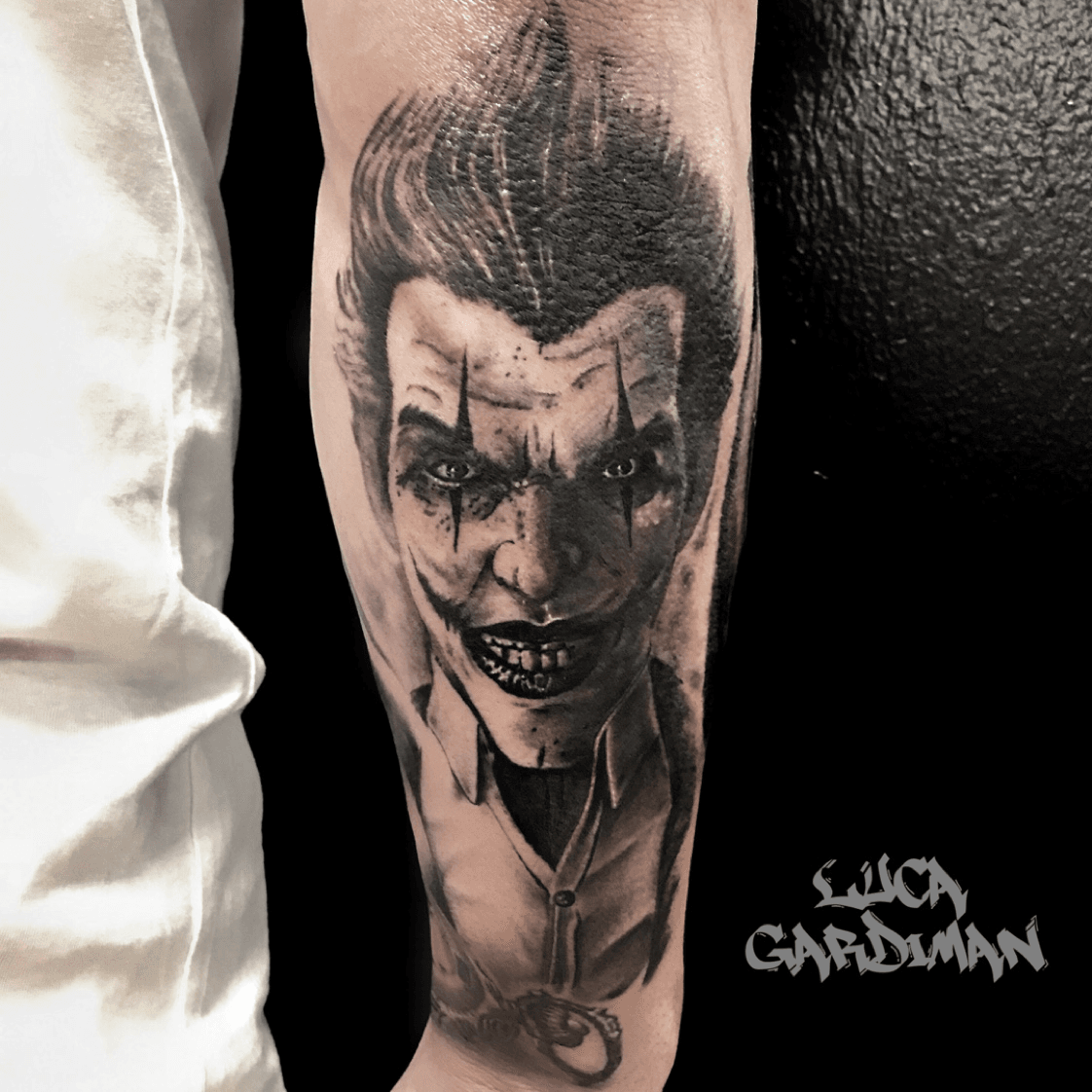 Joker Evil Clown Tattoo Laughter PNG Clipart Arm Arm Tattoo  Blackandgray Black And White Bone Free