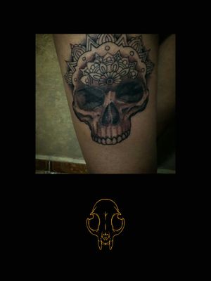 Skull with mandala #skulltattoo #skulls #tattoo #inked #inkedgirl #blackandgreytattoo 