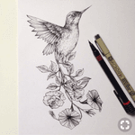 Humming bird flower tattoo sketch #hummingbird #hummingbirdtattoo #hummingbirds #sketch #floral #realistic #leaf #flowers #birdtattoo #bird #animal #floral #floraltattoo 