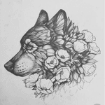 Wolf floral tattoo sketch #wolf #wolftattoo #wolfface #wolfportrait #floral #floraltattoo #roses #rose #flowers #flower #rosebud #sketch #sketches