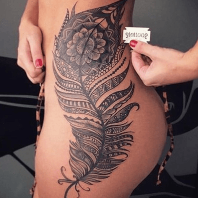 Latest Tattoos  Feather hip tattoos Hip tattoo designs Hip tattoo