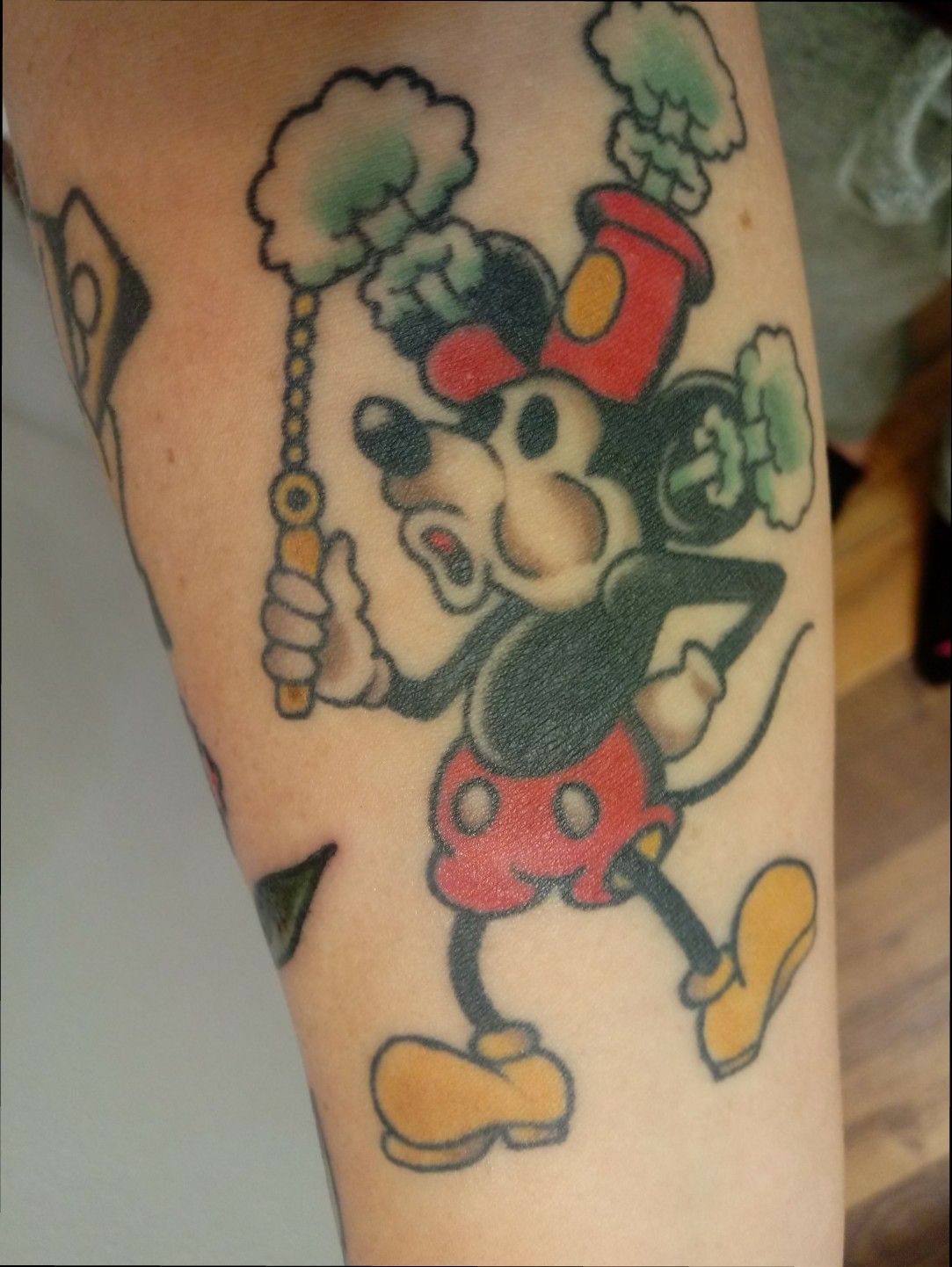 My first big tattoo Steamboat Willie Mickey Mouse  by Deano  Katwalk  Ink Birmingham UK  rtattoos