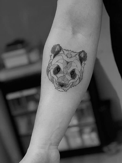 Panda #panda #geometrictattoo #line #blackandgrey #dotwork #illustration 