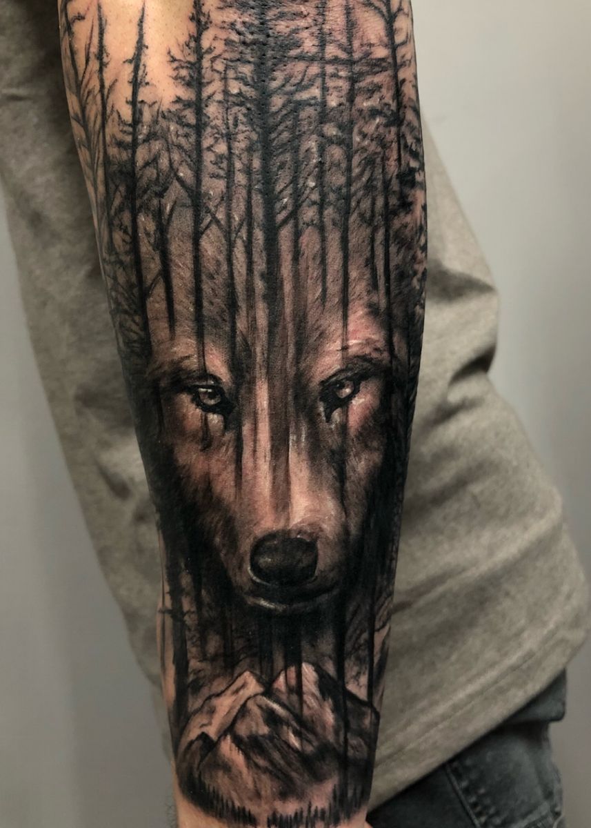 Tattoo uploaded by Cory Desimone • #wolftattoo #woods #forrest #nature ...