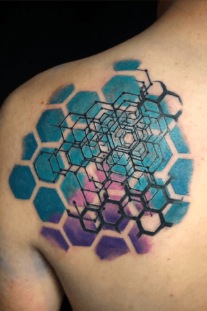 Some trippy hexagon tattoo i did