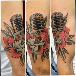 Peony and microphone neotraditional 
