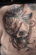 Cover up skull & roses tattoo