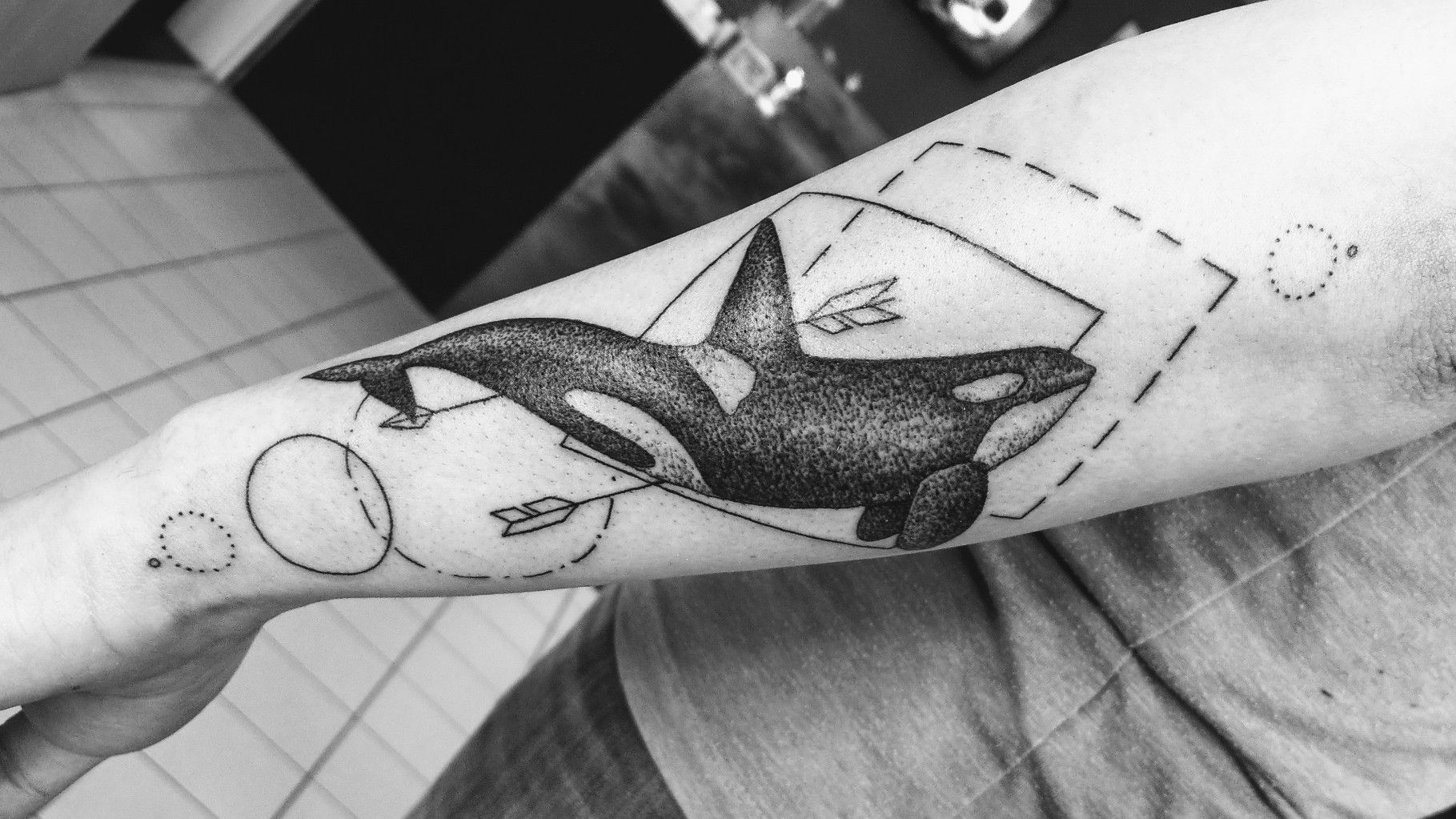 Lineart Geometric Orca Tattoo Image Graphic by Rupture  Creative Fabrica