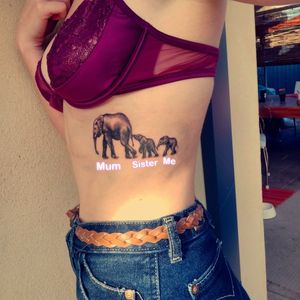 Realistic Elephant family themed tattoo