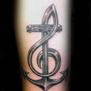 I am looking for an artist that can do a musical anchor like the one above. Am looking for either black angle grey, or in color. I am up for artistic interpretation.